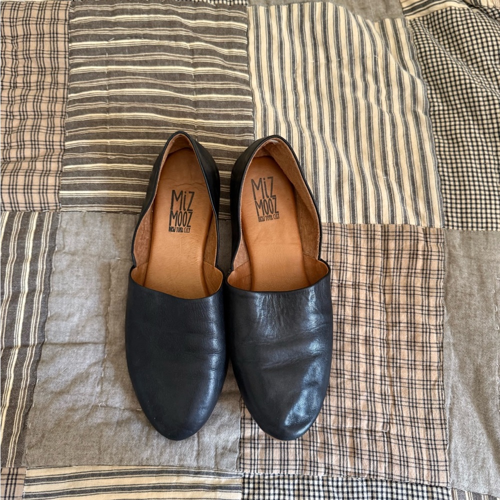 Miz Mooz Classic Black Leather Flats